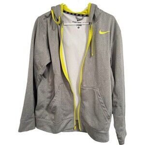 Mens Medium Nike Therm-fit Full Zip Hood Jacket Gray Yellow M